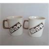 Nessuna marca Tazza Sumo Chiyonofuji set 2 pezzi ceramica bianca vintage epoca Showa da col...
