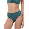 Lovable Parte Bassa del Costume | Slip a Vita Bassa con Arricci | Microfibra Lucida | Trendy Shiny Micro Donna, Verde Mediterraneo 3 - M
