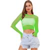 LemonGirl LEMON GIRL - Top da donna a rete a maniche lunghe, babydoll, taglia 38-48, Verde scuro, taglia unica