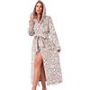RONGTAI Accappatoi da donna in pile di peluche con cappuccio, camicia da notte spessa con tasche, soffice pigiama