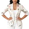 CuLtP Cardigan da Donna per La Primavera Estate Blazer con Maniche A 3/4 Aperto sul Davanti, Cardigan con Coprispalle Bolero in Lino E Cotone Leggero, Cardigan Kimono con Stampa Floreale, Fiore Rosa