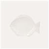 KeyHome Store Piatto da Portata a Forma di Pesce in Ceramica Bianca 33x24x4 cm