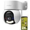 Imou 2K 3MP Telecamera WiFi da esterno, Visione Notturna a Colori, Telecamera Wi-Fi Esterno 360°, Tracciamento Intelligente, Rilevamento Umano/Veicolo，Modalità Privata, 2,4/5 GHz