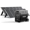 AFERIY Generatore solare 3600 W con 2 pannelli solari portatili da 400 W, batteria LiFePO4 portatile 3840 Wh, 220 V-240 V, pannello solare pieghevole da 400 W con USB, IP65, per campeggio, viaggi