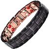 JFUME Bracciale da uomo in rame puro bicolore gioielli in rame nero con confezione regalo regolabile da 22 cm