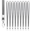Segus Laccetti Porta Badge, 10 Pezzi Lanyard, Cordino Porta Badge da Collo, Laccio Portachiavi in Imitazione di Nylon, Accessori per Impresa, Scuole (Grigio Scuro)