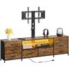 VEDECASA 180 cm TV lowboard con supporto TV, illuminazione a LED e barra delle prese, mobile TV con 8 cassetti in tessuto e vano aperto per dispositivi, tavolo TV industriale per TV da 32-80 pollici