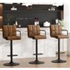 Ckaff Set di 3 Sgabelli da Bar, Sgabelli Cucina Girevole 360°Altezza Regolabile da Penisola, Sgabelli Alto in Similpelle con Schienale, Bracciolo, Poggiapiedi per Bar Cucina Ristorante, Marrone giallo