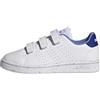 Adidas Unisex - Bambini Advantage Lifestyle Court Hook-And-Loop Shoes, Cloud White/Cloud White/Blue Fusion, 34 EU