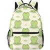 ZSOSIXDEAL Dino Semplice Cartone Animato Dinosauro Casual Borse Per Laptop Zaino Bookbag College Scuola Per Bambini Ragazzi Ragazza Adolescente Adulto Viaggio, Simpatico animale rana, L