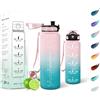 Motswedi Borraccia 500ml, senza Cannuccia, Borraccia Palestra, Bottiglia Acqua, a Prova di Perdite, Borracce Motivazionale per Ufficio, Sport, Palestra, Scuola, Rosa & Ciano