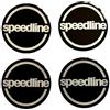 Generic Speedline, coprimozzi adesivi per cerchi in lega, 4 pezzi, colore nero e argento, design a cerchio, 60 mm
