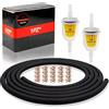 1PZ F05-TE1 1/4 Filtro Carburante Universale e 2.8m 6mm/8mm Linea Carburante e 20pz Fascette Stringitubo per Motorino Motociclo ATV Generatore