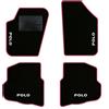 QUEMAR Tappetini Auto per Polo IV 2001-2009, Bordo Fucsia, 4 Ricami | 9N - 9N3 / Kit Tappeti Moquette e Gomma su Misura / Set 2 Anteriori + 2 Posteriori / Ricami e Colori Personalizzati