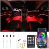 QAUBEN 64 colori Auto illuminazione ambientale fibra ottica RF remoto + APP controllo multicolore musica auto atmosfera illuminazione decorativa kit 1W DC 12V-24V 4m