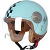 BOSERMEM Metà Aperto Faccia Casco del Motociclo Con Occhialoni ，Casco Modulare Scooter，L'anti-collisione protegge la sicurezza stradale degli utenti(Blu, M 55-56cm)
