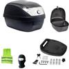 CLICK&GO COMPATIBILE CON YAMAHA T-MAX 500 WHITE MAX BAULETTO 28 LITRI SIFAM POLIPROPILENE COMPLETO DI PIASTRA+KIT MONTAGGIO VALIGIA BAULE PER PORTAPACCHI MOTO SCOOTER PER 2 CASCHI NERO OPACO