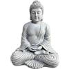 Relaxdays Statua Buddha Seduto, Effetto Pietra, Resistente al Gelo, 42 cm, per Giardino e Soggiorno, Grigio Chiaro