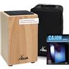 XDrum Cajon Primero Natur - Cassa da tamburo incl. borsa a zaino e scuola - Cassa da tamburo con suono snare - Cassa in legno con gigbag