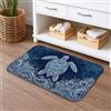 Generic Tappetino da bagno con tartaruga blu navy, ad asciugatura rapida, motivo onde oceaniche, tappetino da doccia assorbente, antiscivolo, in flanella costiera, lavabile, per bagno, WC, decorativo, 40,6 x