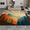 Generico Tappeto Salotto Moderno Paesaggio Montuoso Astratto Solare Pini Montagne 160 x 230 cm Tappeto Camera da Letto, Beige Adolescenti Bambini Soggiorno Tappeti Lavabile Antiscivolo Morbido Tappetino