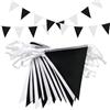 Topeedy Bandierine bianche e nere da 20 m, decorazione per feste, 52 bandierine nere riutilizzabili per compleanni, feste, baby shower, casa o giardino, bandiere triangolari