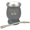 DELICATINO - Mate Kit in acciaio inox naturale - Tazza Mate in acciaio inox + cannuccia in acciaio inox (grigio)