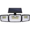 Posheliox Lampada da parete solare a 4 teste per esterni, impermeabile, sensore di movimento, lampada da giardino con telecomando, luci luminose per vialetti regolabili (E)