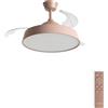 CREATE / WIND CLEAR CONTOUR/Ventilatore da soffitto con luce lino moka con telecomando / 40W, Temporizzatore, Ø 107 cm, pale retrattili, 3 temperature di luce, funzione estate-inverno