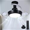 HARPER LIVING Ventilatore da Soffitto con Luce e Telecomando - Lampada-Ventilatore con Attacco E27 e 3 Pale Retrattili - 30W, 1400LM, Dimmerabile e 3 Temperature di Colore (3CCT), Nero
