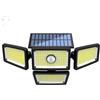 Posheliox Lampada da parete solare a 4 teste per esterni, impermeabile, sensore di movimento, lampada da giardino con telecomando, luci luminose per vialetto regolabile (J)