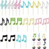 Watlikeup 24 decorazioni per cupcake con note musicali, simbolo rock star, decorazioni per torte per feste a tema concerti e feste di compleanno per bambini, colorate