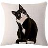 Glareshop, gatto, copricuscino decorativo in lino con stampa di gatto, per divano, casa, caffetteria, Lino, 9#, taglia unica