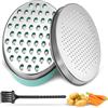 BieMian Grattugia per formaggio con contenitore e coperchio, grattugia per cucina, trituratore per formaggio, tritatutto in acciaio inox, per casa, zenzero, frutta, cioccolato, grattugia grossa e fine