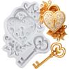 MINFEIDMS Stampo in silicone vintage a forma di chiave per caramelle e fondente, con serratura a forma di cuore, per decorare torte, cupcake, cioccolato, zucchero, pasta di gomma, pasta polimerica
