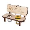 polar-effekt, panchina porta-bicchieri con due bicchierini e incisione, set regalo in legno, ideale per coppie e matrimoni, splendida idea regalo, motivo con anelli
