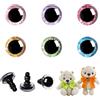 MUCUNNIA 60 occhi di sicurezza in plastica glitterata 3D da 14 mm, per Amigurumi, trapezio, fai da te, bambole all'uncinetto, con rondelle, occhi per bambole, orsacchiotti, peluche (6 colori)