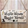 Second Ave Gift Company Second Ave Funny Wizards Welcome Muggles Tollerated - Targa rettangolare in legno, regalo per amicizia