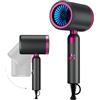 Slikwave Asciugacapelli da Viaggio 1800W Pieghevole, Phon Ionico Compatto e Leggero con Concentratore, 2 Livelli di Calore e Velocità, Asciugatura Rapida per Casa e Viaggio Nero e rosso