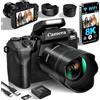 Saneen Fotocamere digitali 8K per fotografia, fotocamera Vlogging da 64 MP per YouTube con touch screen da 4 pollici, doppia fotocamera anteriore/posteriore con luce di riempimento a LED, batteria 3000 mAh