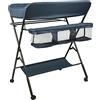 Willonin Fasciatoio pieghevole, fasciatoio con cesto portaoggetti, cintura di sicurezza e 4 ruote con freno, regolabile in altezza 74 x 63 x 92-98 cm/blu scuro