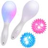HOTUT Set di 2 maracas luminosi a LED e 2 palline lampeggianti, giocattolo sensoriale per sviluppare il senso del ritmo giocattolo, per compleanno, Halloween, carnevale, regali per bambini