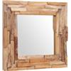 vidaXL Specchio decorativo in teak 60 x 60 cm quadrato