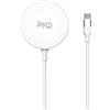 Jaym, caricatore a induzione MagSafe 15W con magneti, protezione da sovratensione e funzione stand, bianco