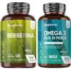 WeightWorld Berberina 500 mg Pura 85% e Omega 3 Olio di Pesce Bundle, 120 Capsule + 240 Softgel, Berberine dalla Pianta Berberis Aristata, Omega 3 2000mg con 660mg di EPA, 440mg di DHA, Senza Magnesio Stearato