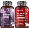 WeightWorld Biotina Capelli e Vitamina B Complex Bundle, 400 + 365 Compresse, 1 al Giorno Ciascuna (+1 Anno di Scorta), Integratori per Capelli con Cheratina e Zinco, Complesso Vitamina B con Vitamina C, Vegano