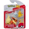 Pokémon PKW3611 - Set di figure da battaglia, Pikachu, gelatina, Flamara, personaggi ufficiali
