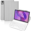 KTOITION Custodia per tastiera con Lenovo Idea Tab 11 (TB336ZU/TB336FU) 2025, con tastiera Bluetooth per Lenovo Idea Tab 11, custodia protettiva con supporto per penna wireless, colore: bianco grigio