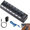 Quonex Hub USB a 7 porte con interruttori, Hub USB 3.0 e 2.0, Splitter USB con connettori LED, compatibile con PC, computer portatili, telefoni, dischi rigidi, tastiere, stampanti e altro