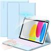 CACOE Custodia tastiera compatibile con iPad 10 generazione, tastiera compatibile con iPad 10 10.9 pollici 2022 A2757/A2777 con touchpad, illuminazione a 7 colori rimovibile, tastiera spagnola senza